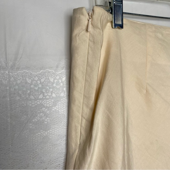 Amanda smith Cream Size 14 silk linen blend skirt ruffle Chiffon hem A Line - Picture 6 of 8